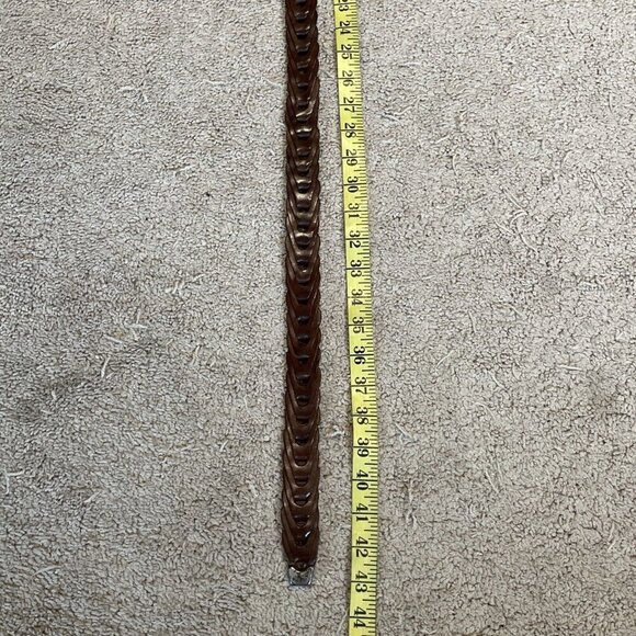 Fossil Leather Belt Mens 36 Braided Woven Brown Brass Buckle MB2347 Vintage - Picture 9 of 10